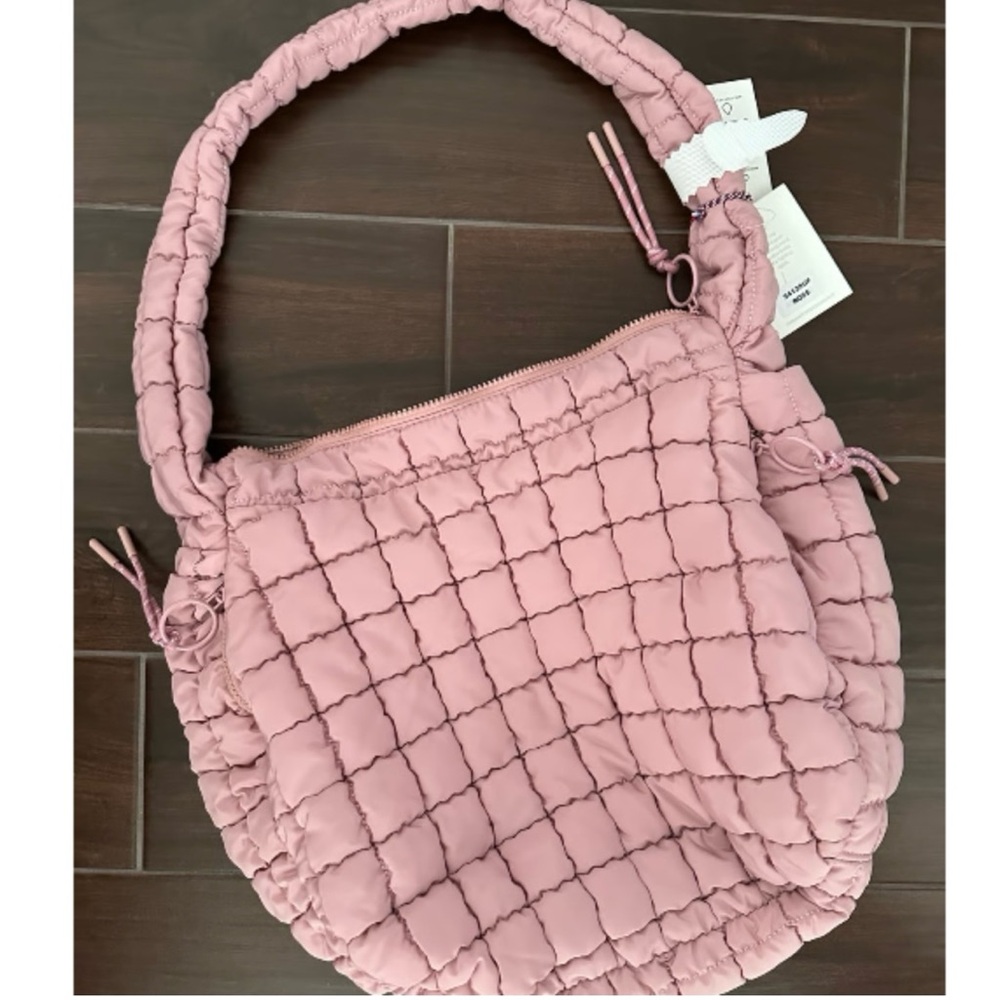 Urban Expressions Leda Hobo Bag Quilted Puff Shoulder Bag Rose Pink